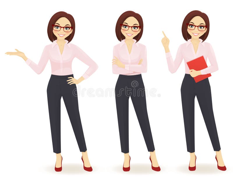Donna di affari nelle pose differenti royalty illustrazione gratis