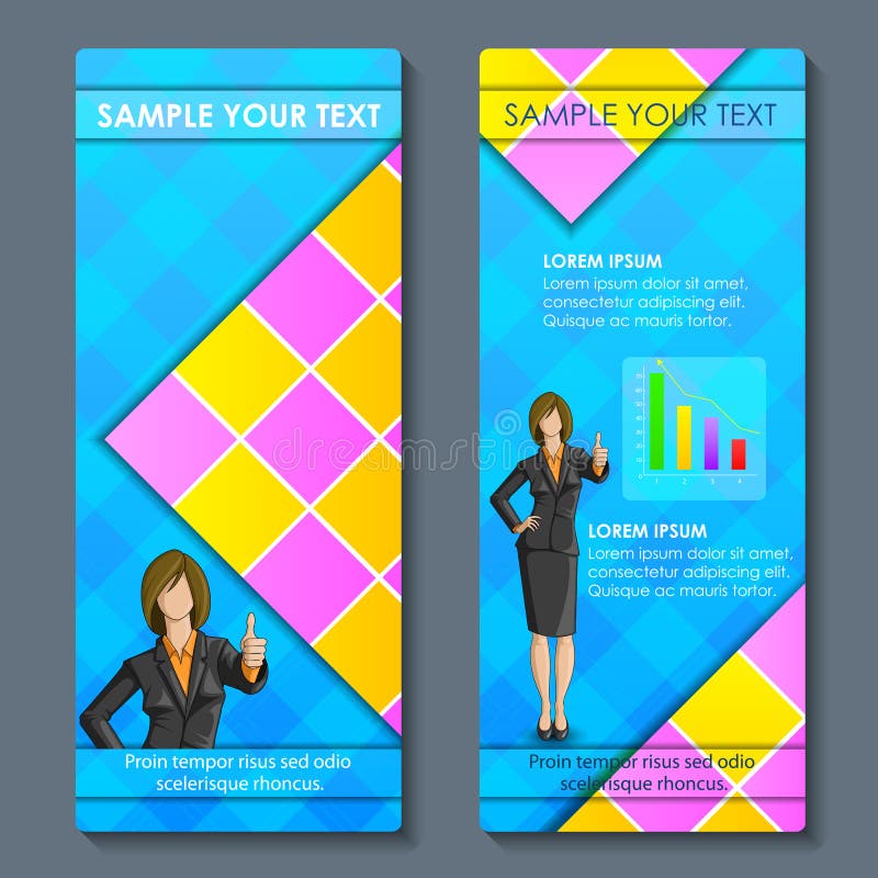 Donna di affari in vestito convenzionale su progettazione corporativa dell'opuscolo royalty illustrazione gratis Donna di affari in vestito convenzionale su progettazione corporativa dell'opuscolo royalty illustrazione gratis