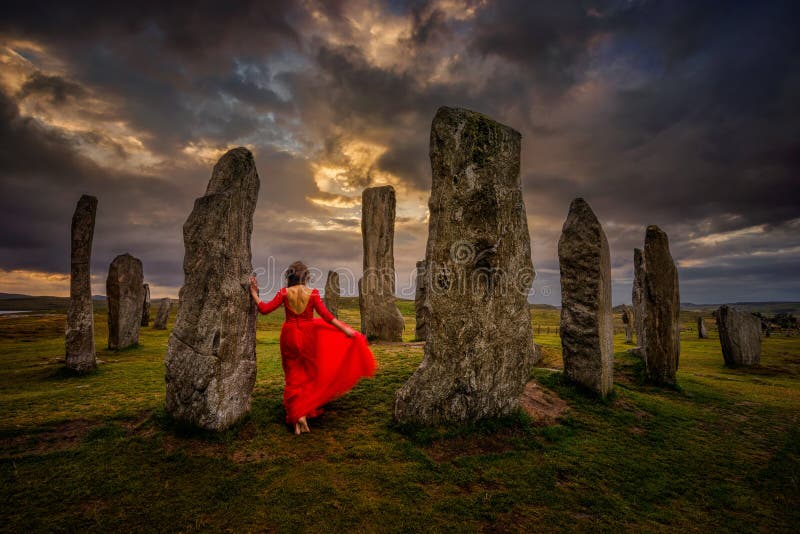 Donna di Callanish Henge immagini stock Donna di Callanish Henge immagini stock