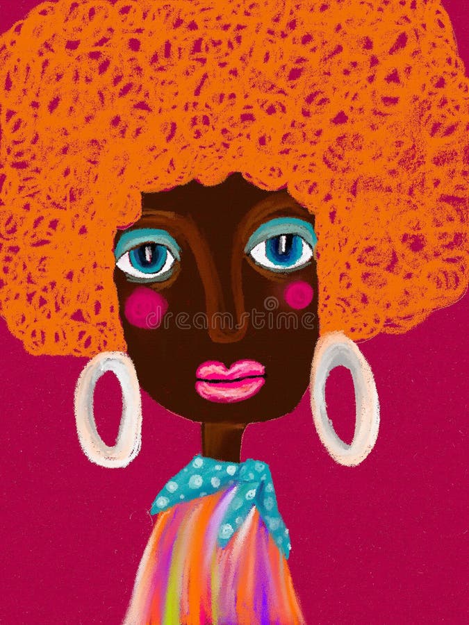Donna di colore di bellezza Illustrazione dell'annata della pittura Ritratto disegnato a mano dell'afro grazioso della ragazza su illustrazione vettoriale Donna di colore di bellezza Illustrazione dell'annata della pittura Ritratto disegnato a mano dell'afro grazioso della ragazza su illustrazione vettoriale