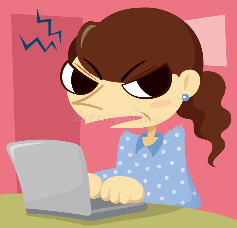 Donna di mezza età arrabbiata con un computer portatile