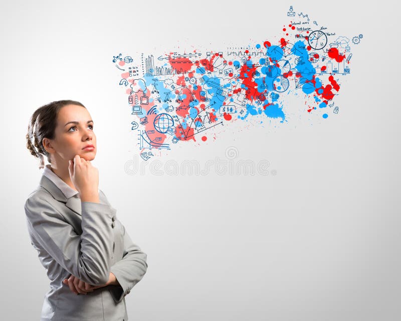 Donna di pensiero di affari immagini stock libere da diritti Donna di pensiero di affari immagini stock libere da diritti