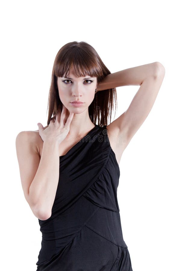Donna espressiva in vestito elegante immagine stock Donna espressiva in vestito elegante immagine stock
