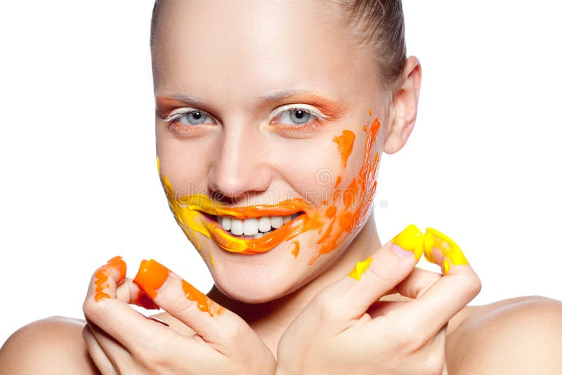 Donna felice con trucco creativo immagini stock