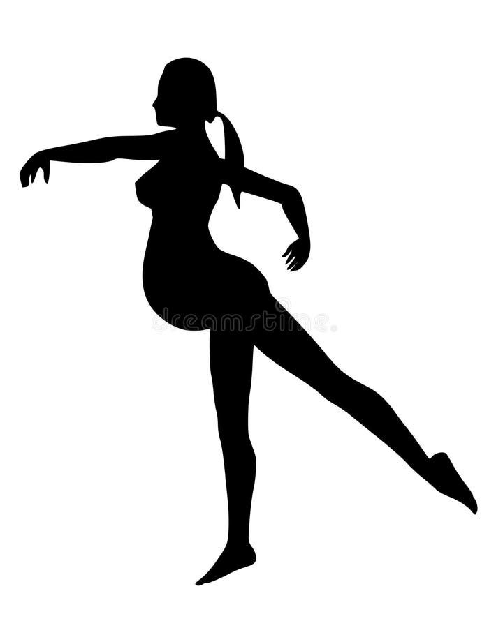 Donna incinta che esercita siluetta illustrazione vettoriale Donna incinta che esercita siluetta illustrazione vettoriale