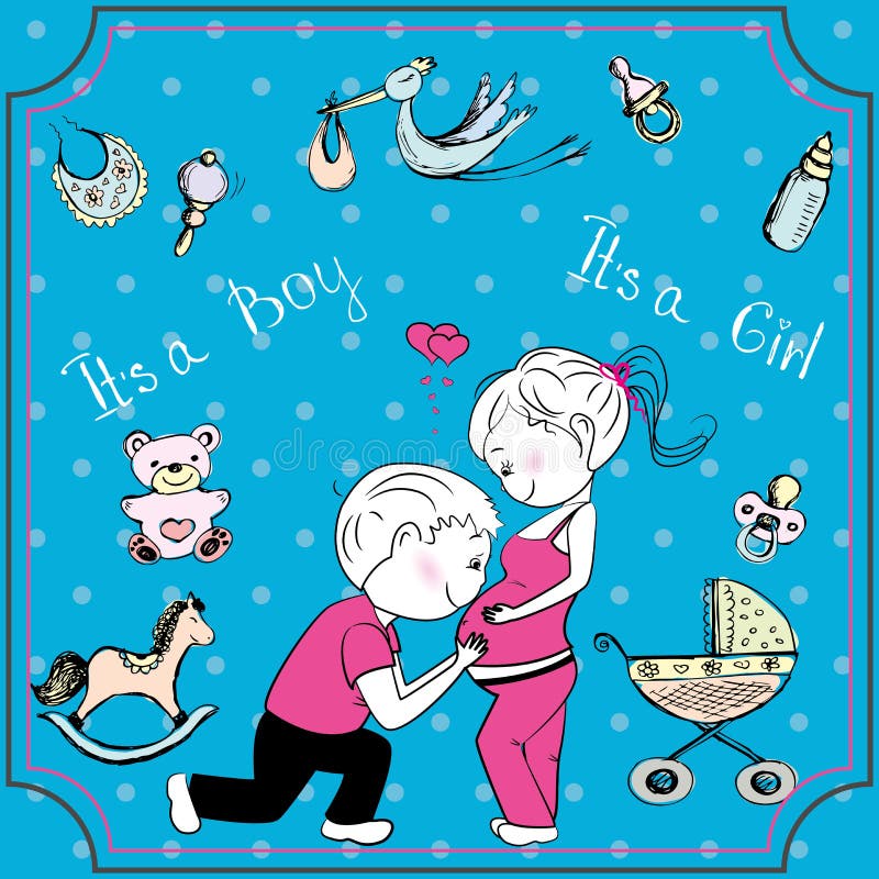 Donna incinta ed il suo marito royalty illustrazione gratis Donna incinta ed il suo marito royalty illustrazione gratis