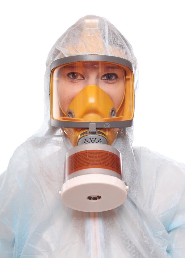 Donna in maschera antigas fotografia stock Donna in maschera antigas fotografia stock