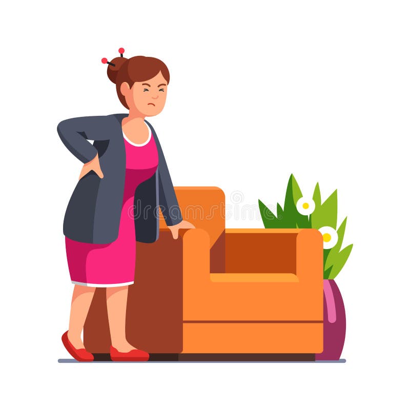Donna senior che tiene la sua indietro sofferenza dal dolore illustrazione di stock Donna senior che tiene la sua indietro sofferenza dal dolore illustrazione di stock