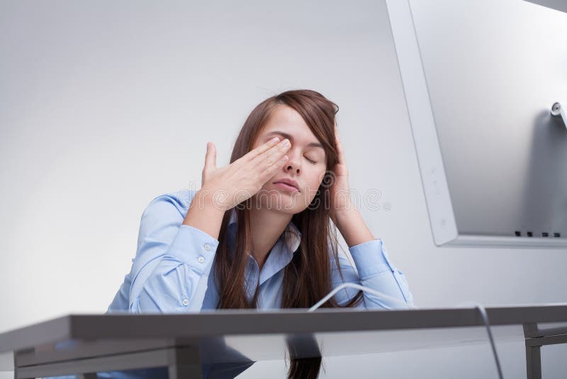 Donna stanca al lavoro fotografia stock