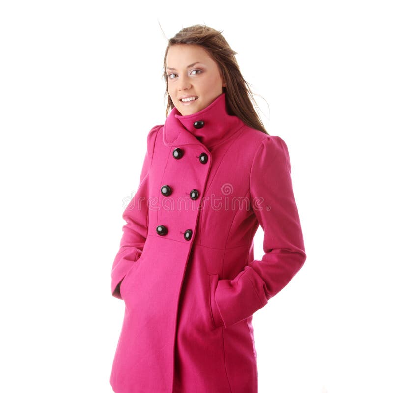 Donna teenager in cappotto femminile dentellare immagini stock Donna teenager in cappotto femminile dentellare immagini stock