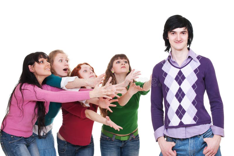 Donne che allungano le mani per l'uomo fotografia stock libera da diritti Donne che allungano le mani per l'uomo fotografia stock libera da diritti