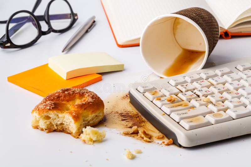 Water Spilled on Computer stock image. Image of glass 9318495