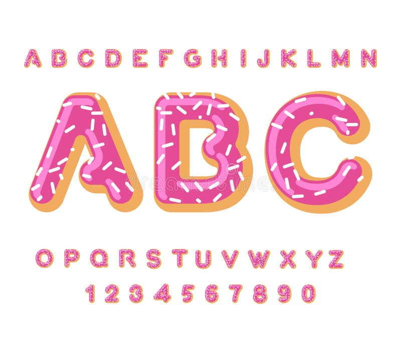 Donut ABC Tortenalphabet Gebacken in den Ölbuchstaben Gefrieren und Besprühen Essbare Typografie Lebensmittelbeschriftung Donutgu