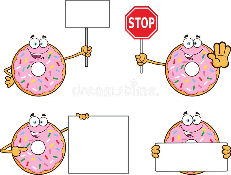 Donut Cartoon Mascot Character Set 2. Collection