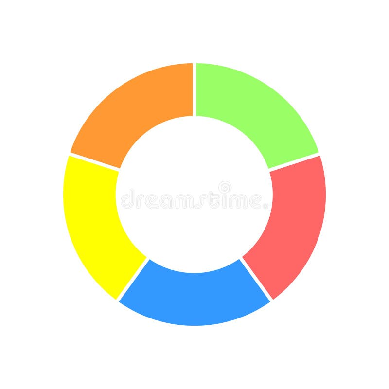 Donut Chart. Colorful Circle Diagram Segmented in 5 Sections. Infographic Wheel Icon Vector - Illustration of geometric, color: 241888971