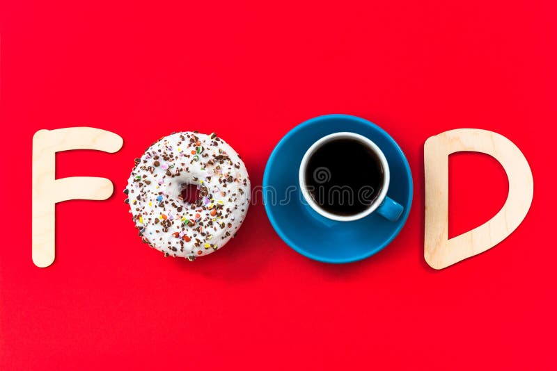 Donut and coffee food text