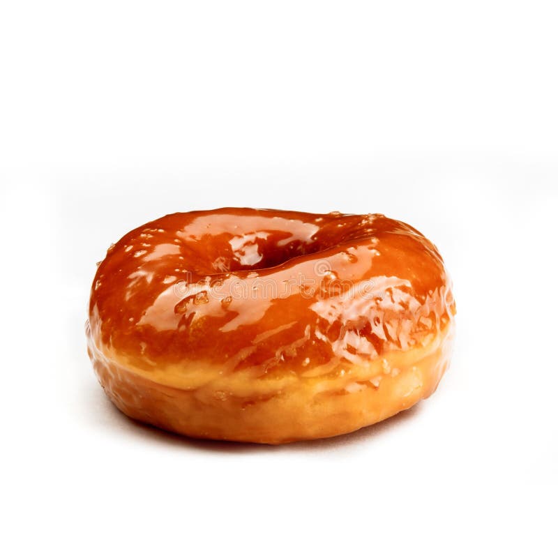Donut Glazed with Caramel, Isolated on White Background. View from Side ...