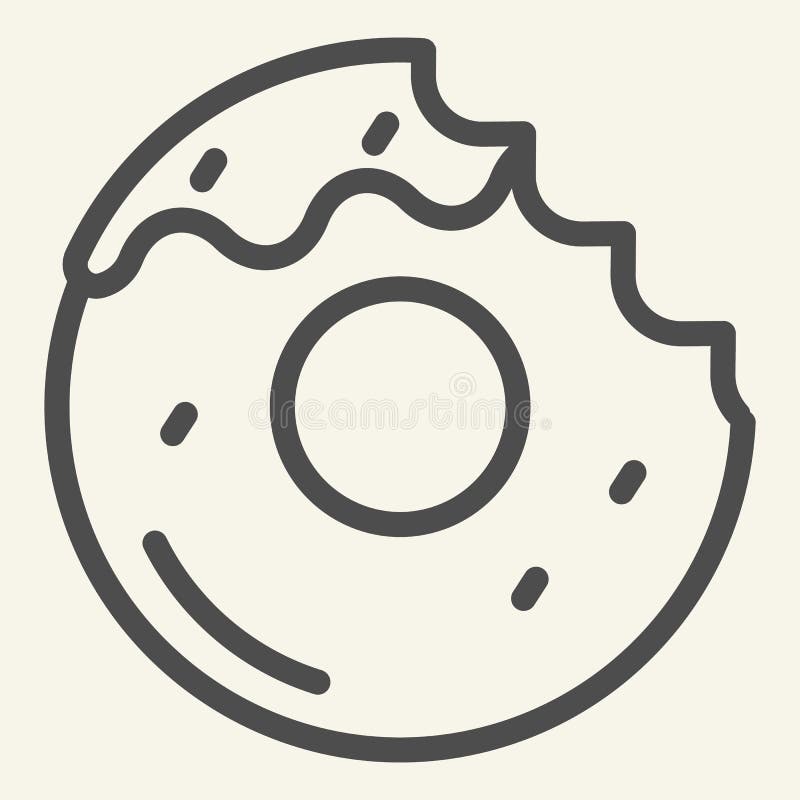 Donut with a mouth bite line icon. Bitten donut vector illustration isolated on white. Dessert outline style design