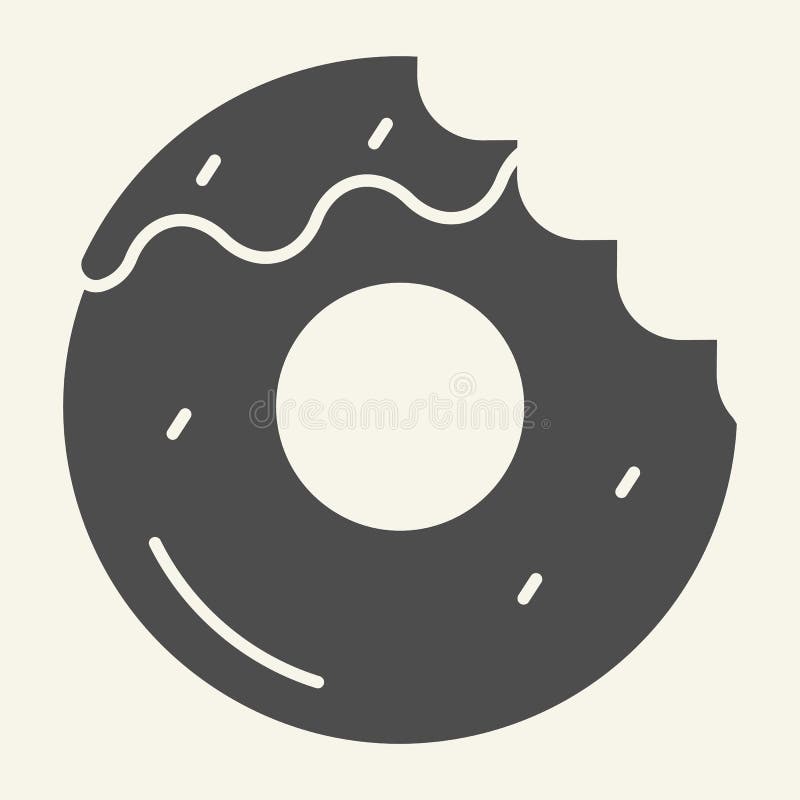 Donut with a mouth bite solid icon. Bitten donut vector illustration isolated on white. Dessert glyph style design