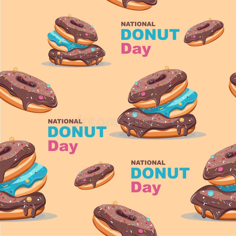 National Donut Day Social Media Post And Advertisement Card With Assorted Delicious Donuts On