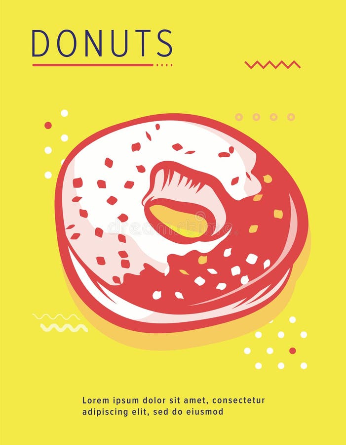 Donut Poster with Cool Design. Vector Stock Illustration. Stock Vector ...