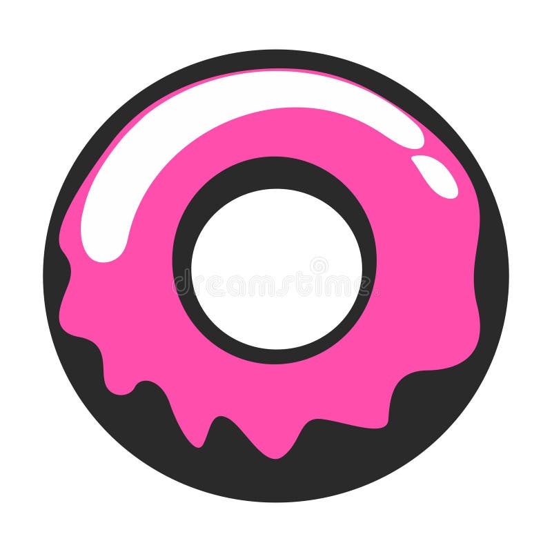 Donut rosa colorido con lustroso sobre un fondo oscuro presenta elementos de diseño lúdico y un estilo vectorial moderno libre illustration
