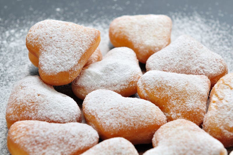 Donut in the shape of heart stock image