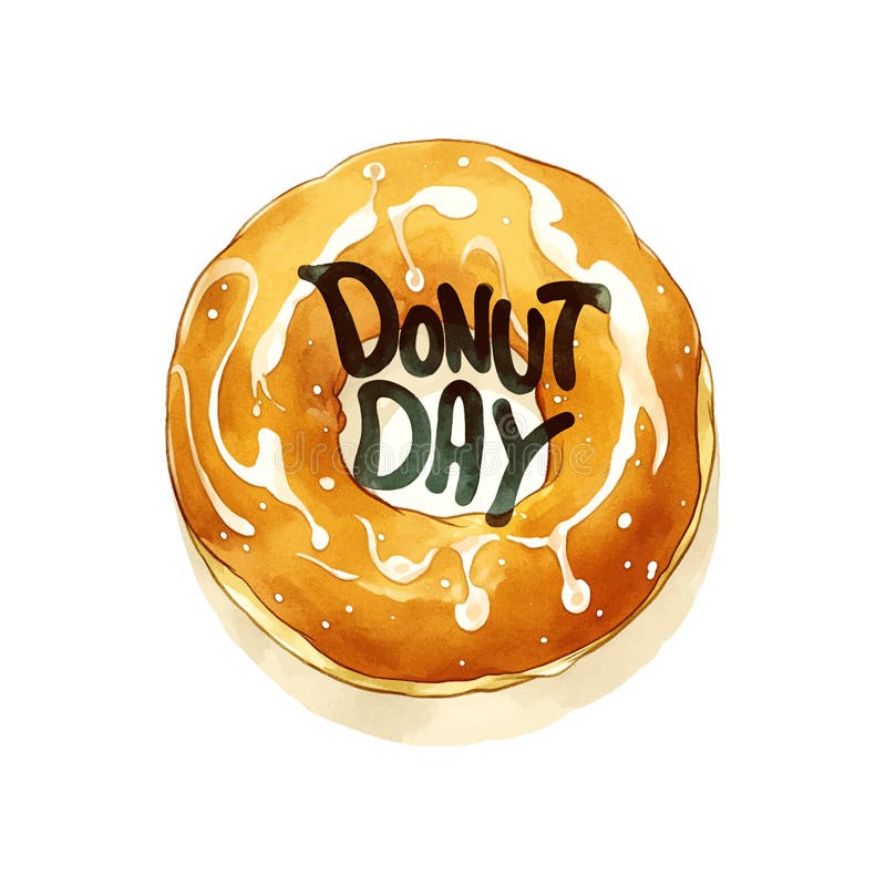 A Donut with the Word "donut Day" Written on it. the Donut is Yellow