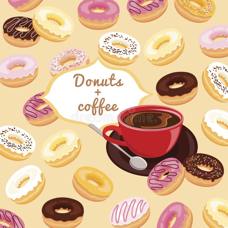 Donuts and coffee print for menu stock illustration Donuts and coffee print for menu stock illustration