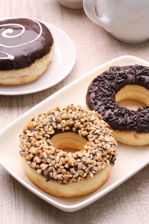 Donuts Chocolate and Peanut Stock Image Image of like, flour 245342201