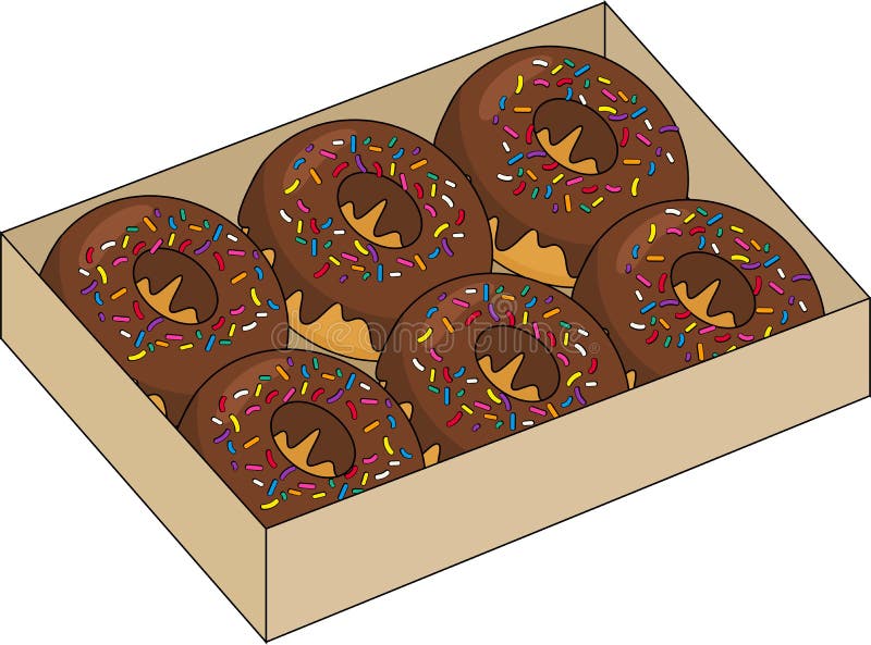 Box of donuts illustration stock vector. Illustration of melted 6223946