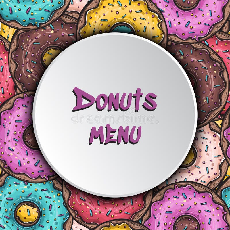 Donuts Set. Menu in Doodle Design. Vintage Style. Stock Vector ...