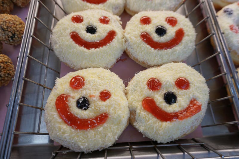 Donut With Funny Smiley Face Stock Photo - Image of fresh, smiley: 46915660