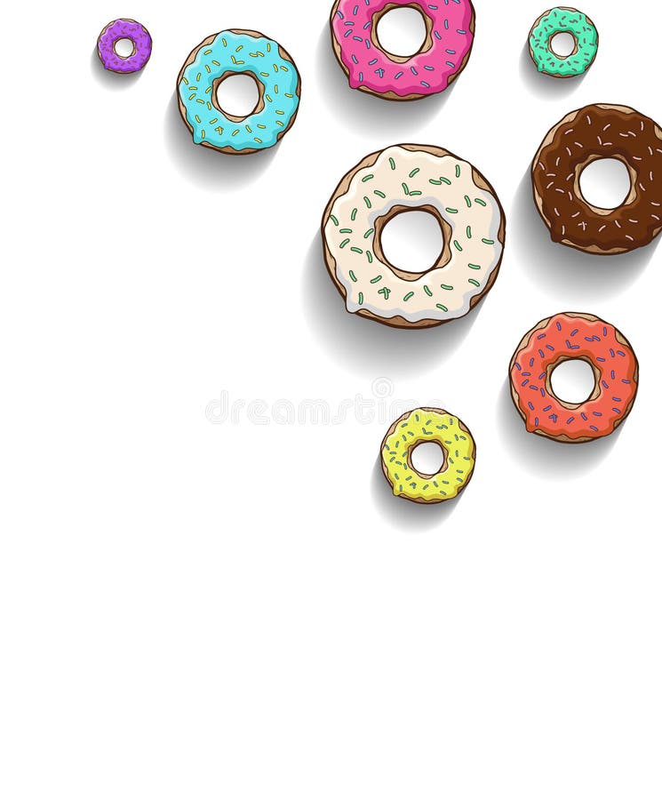 donuts ustawiający donuts z cieniem Barwiony glazerunek royalty ilustracja donuts ustawiający donuts z cieniem Barwiony glazerunek royalty ilustracja