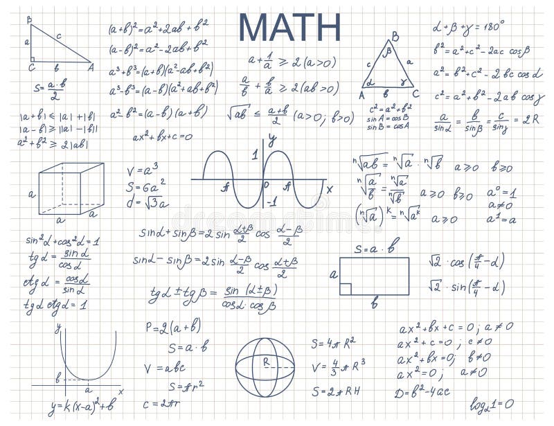 Doodle数学代数概念轮廓线型矢量向量例证 插画包括有概念 等式 例证 代数 查出