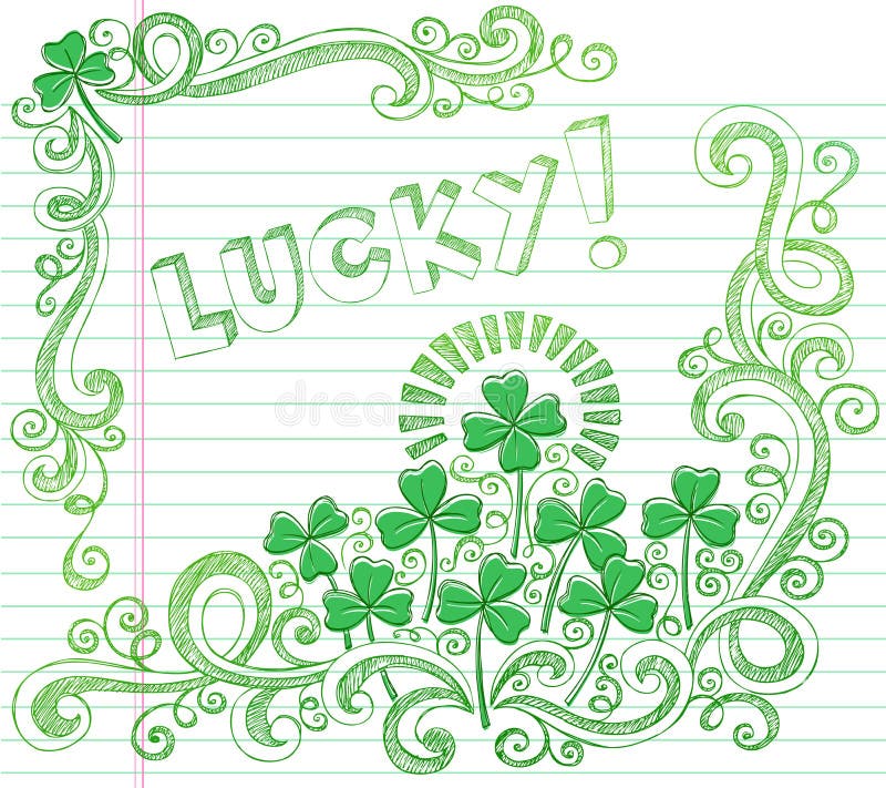 Doodle afortunado del trébol de cuatro hojas del día del St Patricks ilustración del vector Doodle afortunado del trébol de cuatro hojas del día del St Patricks ilustración del vector