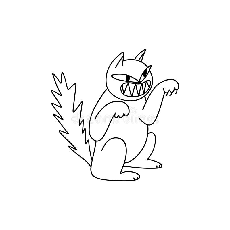 Angry Cat Coloring Pages Outline Sketch Drawing Vector, Cat