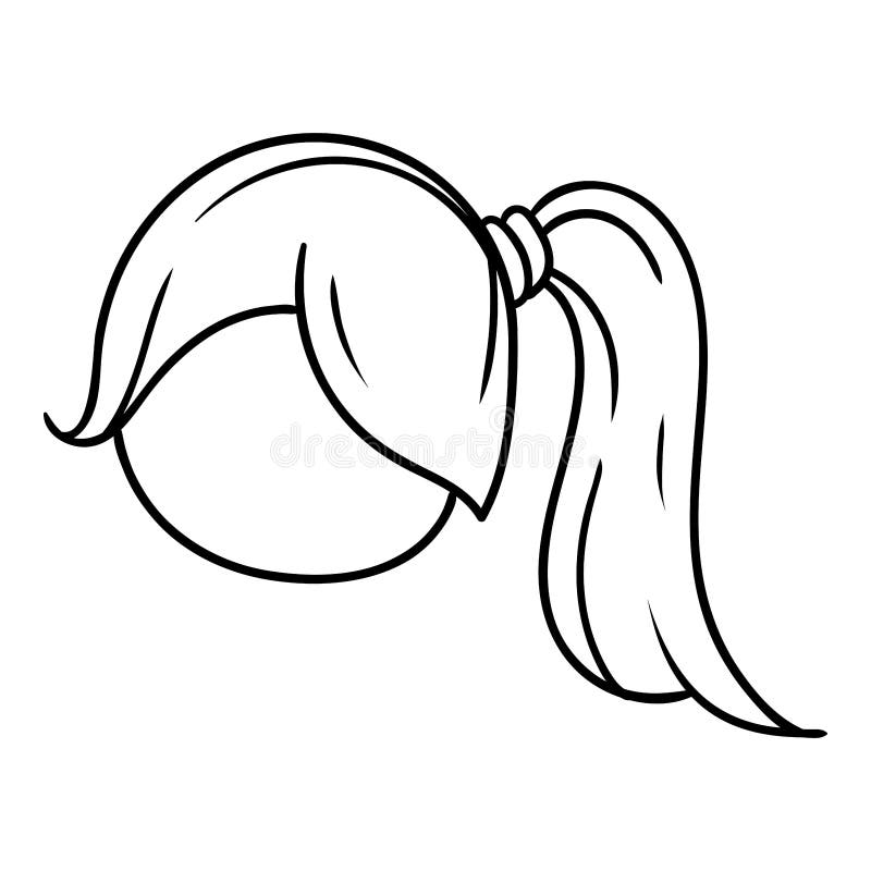 Doodle ponytail girl stock vector. Illustration of flat - 258344247