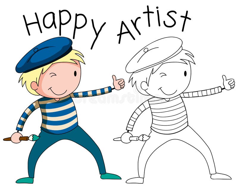 Doodle artysty szczęśliwy charakter ilustracja wektor Doodle artysty szczęśliwy charakter ilustracja wektor