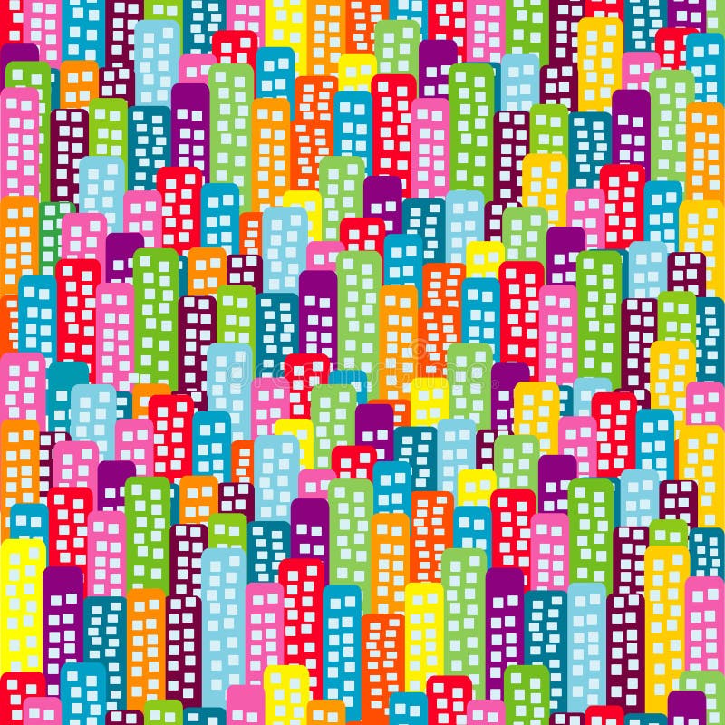 Doodle Block of Flats Background, Seamless Pattern for Kids Stock ...