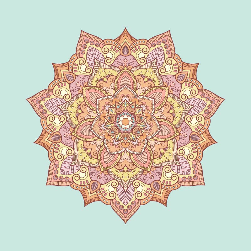 Download Doodle Boho Floral Colored Mandala. Vector Illustration ...