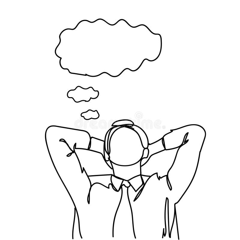 Doodle Business Man Sitting in Office Chair Dreaming or Having Rest