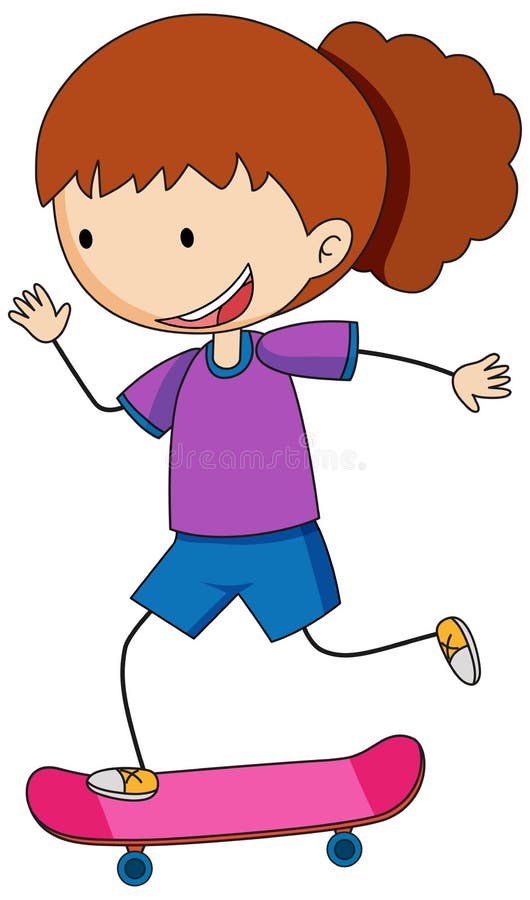 A Doodle Kid Playing a Acoustic Guitar Cartoon Character Isolated Stock