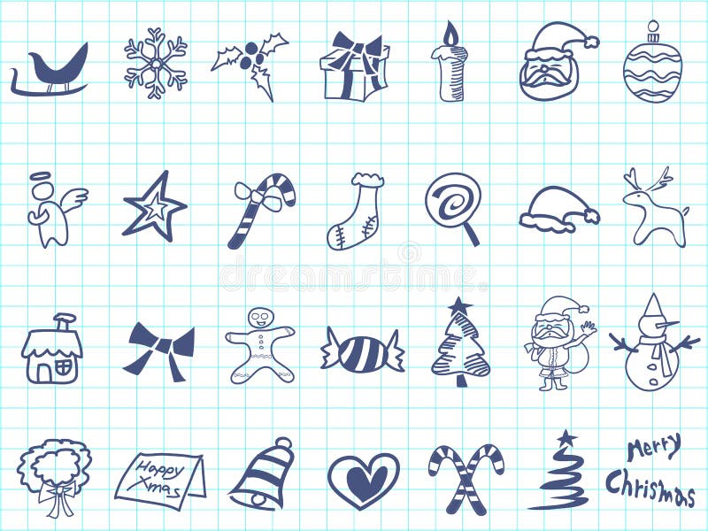 Doodle Christmas icon set stock illustration Doodle Christmas icon set stock illustration