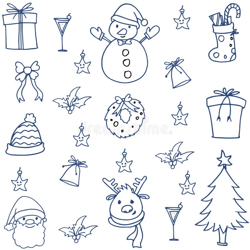 Doodle of Christmas Set Hand Draw Stock Vector - Illustration of ...