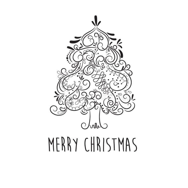 Doodle Christmas tree hand drawn illustration