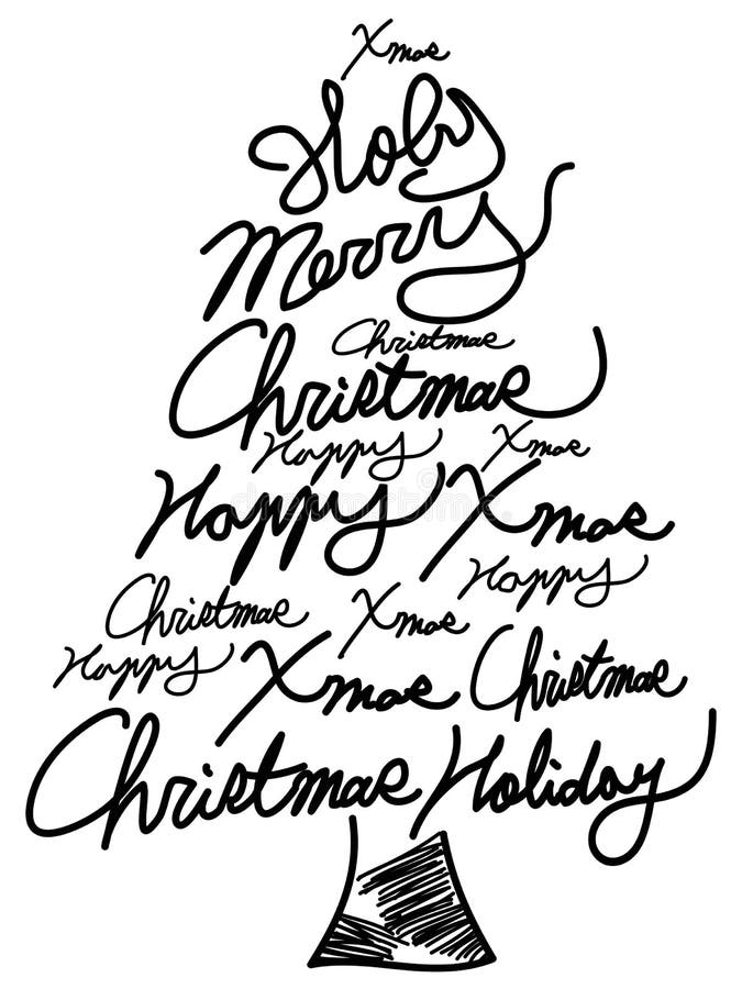Doodle Christmas Tree Word Clouds Stock Vector - Image 