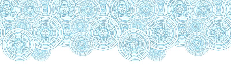 Doodle Circle Water Texture Horizontal Border Stock Vector