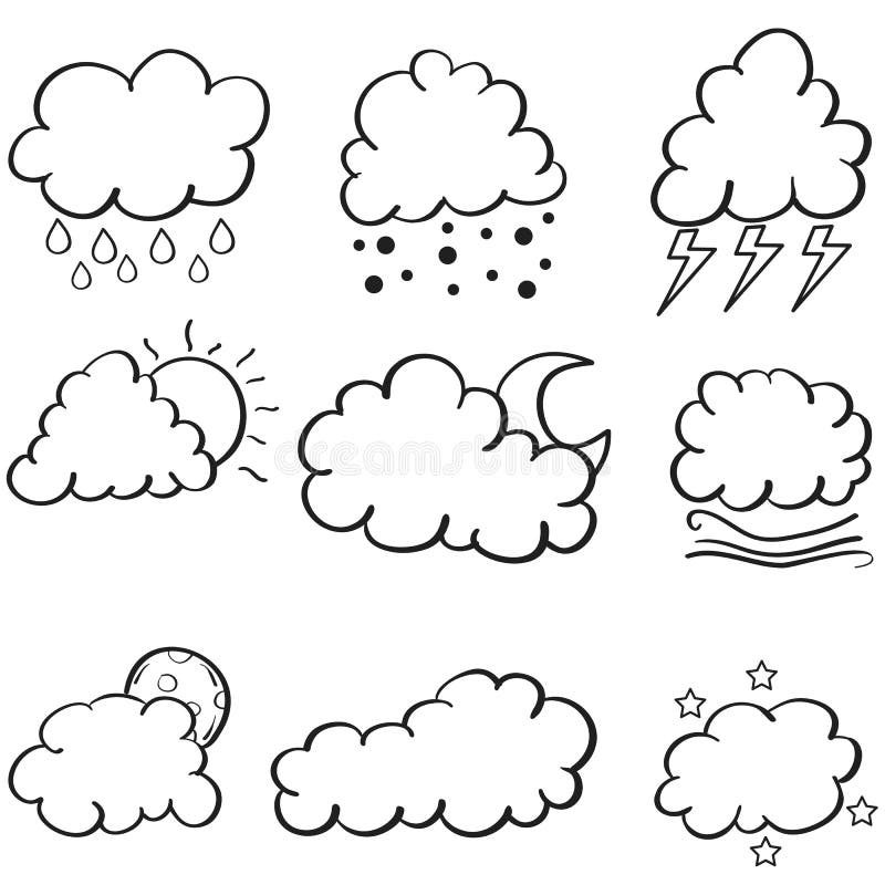 Doodle of cloud style set royalty free illustration