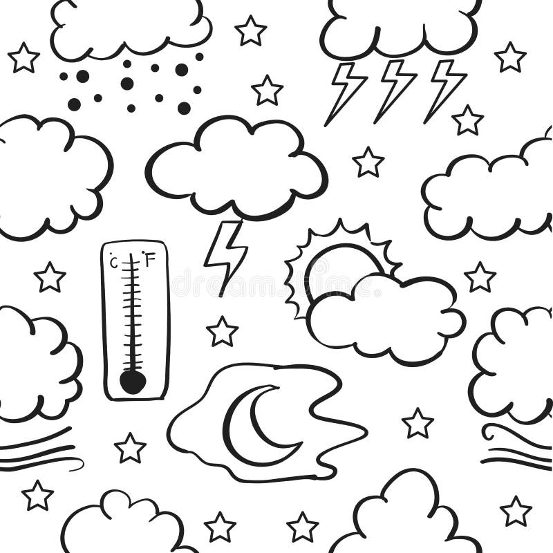 Doodle of cloud style weather theme royalty free illustration